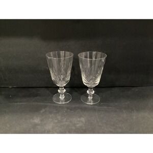Edinburgh Cut Crystal Water‎ Goblets Wafer Stem Crisscross Set Of 2 Vintage